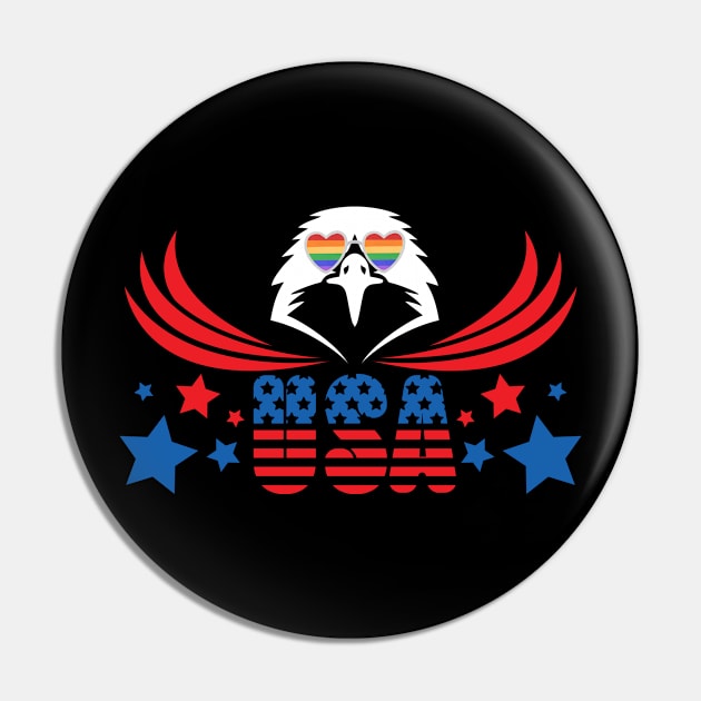 American LGBT 4th of July Pin by LadyAga