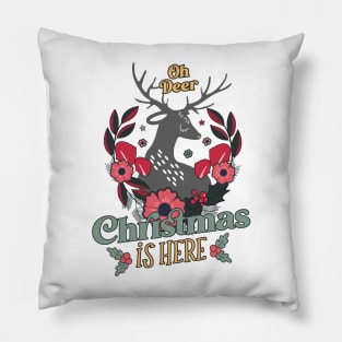 Floral Fauna Festivity: Oh Deer Christmas is Here Pillow