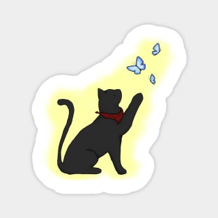 Merlin Cat and Butterflies -light ver.- Magnet