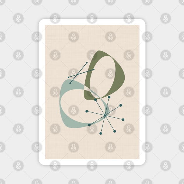 Mid Century Modern Abstract in Green and Neutral Tones Magnet by tramasdesign