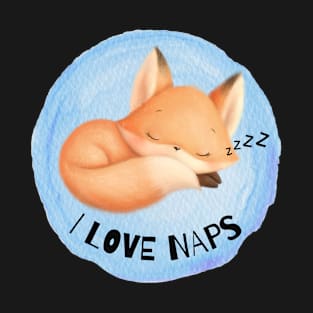 Sleepy Fox, Fox Lover, I love Foxes, Fox gift, Fox Nap T-Shirt