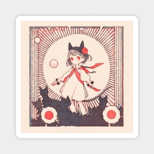 Paper Illustration of Devil Girl Magnet