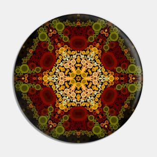 Dot Mandala Flower Yellow Red and Black Pin