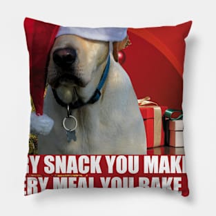 Golden Retriever whit Red Christmas Hat Funny Saying Pillow