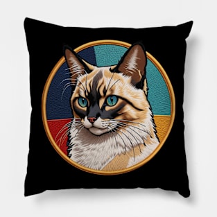 Balinese Cat Embroidered Patch Pillow