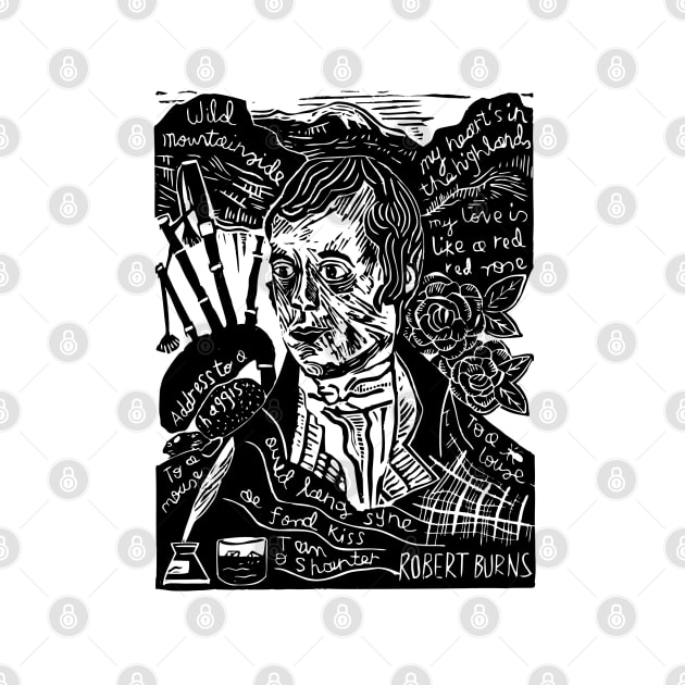 Robert Burns Linocut by louweasely