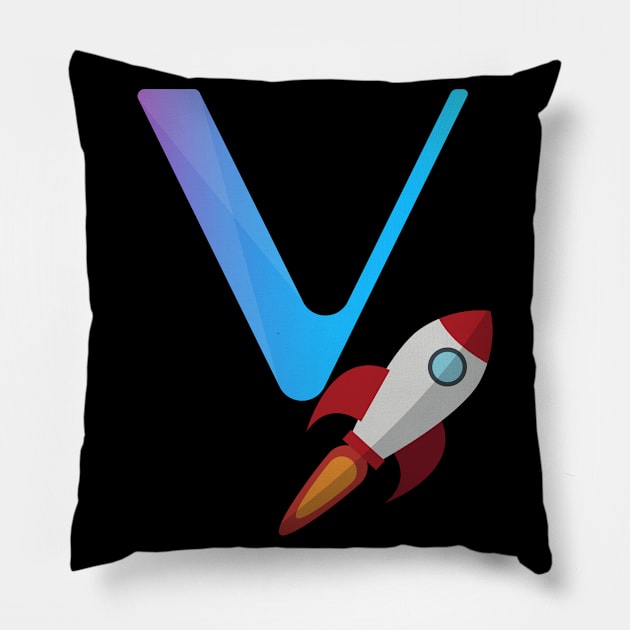 Vechain crypto to the moon Pillow by Fabled Rags 