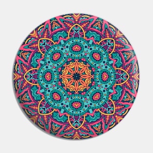 Colorful Oriental Rug Mandala Boho Pattern Pin