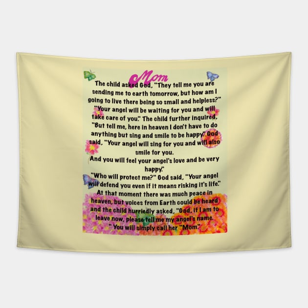 The best Mother’s Day gifts 2022, You will simply call her mom Beautiful poem about motherhood yellow background Tapestry by Artonmytee