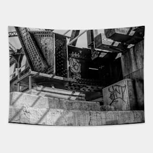 Railway bridge base in black and white Tapestry