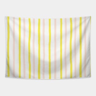 Pink Yellow Crayon Stripes Tapestry