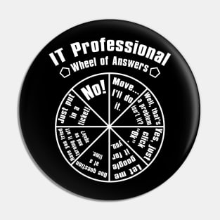 IT Professional Wheel Of Answers, IT Tech Support Checklist Pin