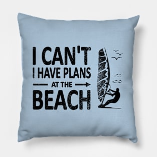 I CAN'T I Have PLANS at the BEACH Funny Windsurfing Black Pillow