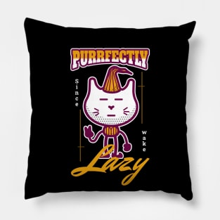 cute cat lazy purrfectly lazy Pillow