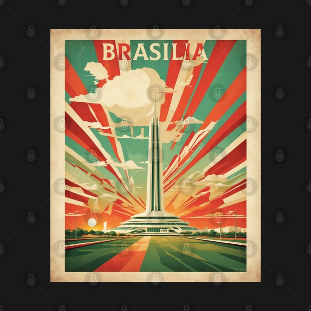 Brasilia Brazil Vintage Tourism Travel Poster by TravelersGems