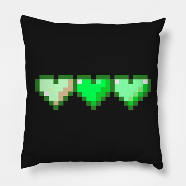 Neon Green Row of Hearts Pixel Art Pillow by christinegames
