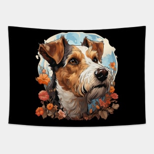 Cottagecore Cute Wire Fox Terrier Floral Dog Lovers Tapestry