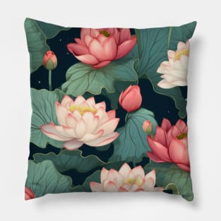 Serenity Blooms: Timeless Lotus Flower Pattern Pillow