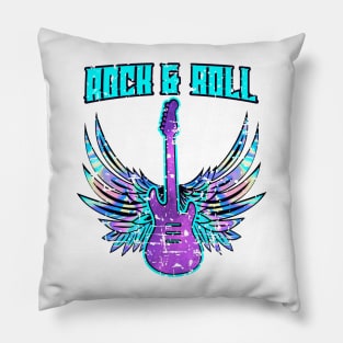 Rock and Roll ,Guitar and Angel Wings Pillow