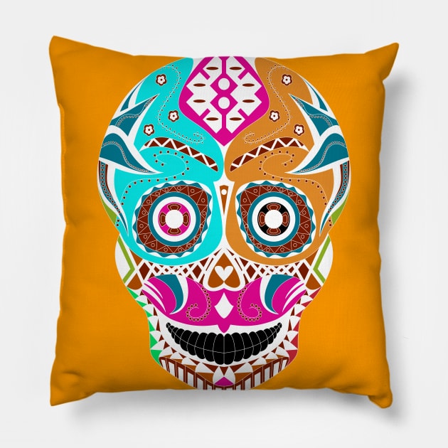 floral candy skull ecopop Pillow by jorge_lebeau