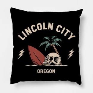 Vintage Surfing Lincoln City, Oregon Pillow