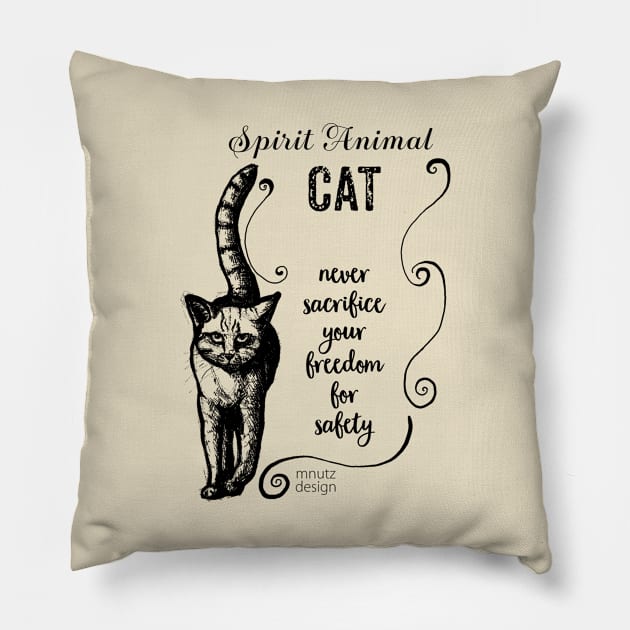 Spirit animal cat black Pillow by mnutz