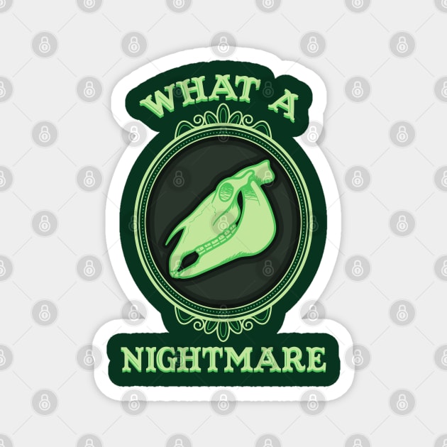 What A Nightmare - Vintage Ghostly Horse Skull Cameo Magnet by Nuclear Red Headed Mare