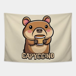 Capyccino! Cute Capybara Coffee Cartoon Tapestry