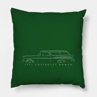 1957 Chevy Nomad - profile stencil, white Pillow