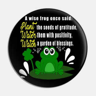 A wise frog positive thinking Pin