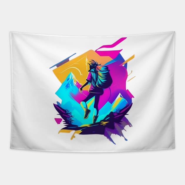 Mountain Tracking Climbing Haiking Funny Collection Tapestry by Bersama Star