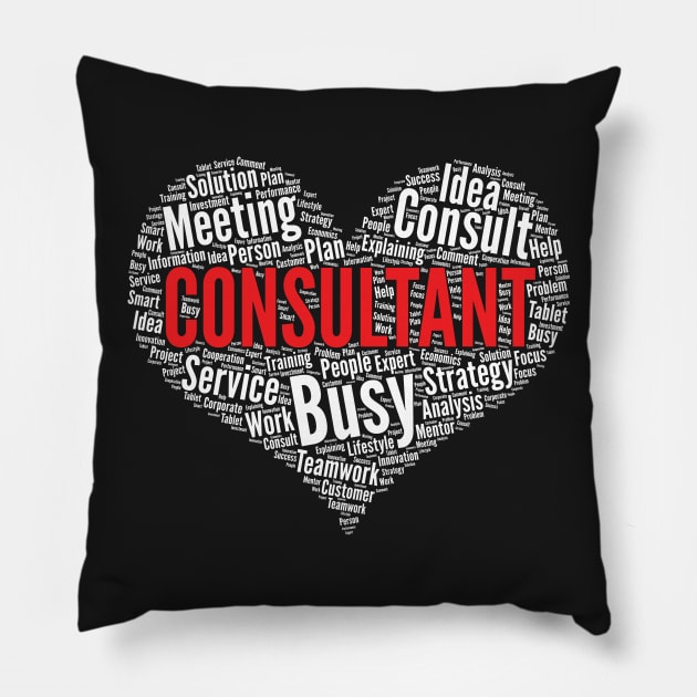 Consultant Heart Shape Word Cloud Design product Pillow by theodoros20