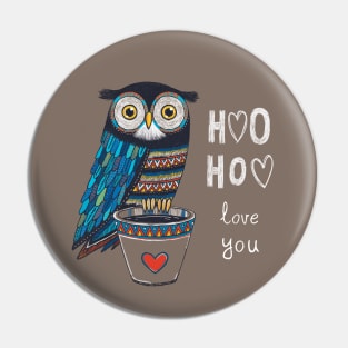 Cute owl chalk style illustration Pin