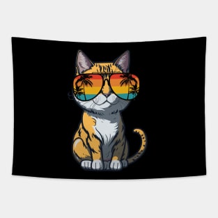 Cool Feline in Shades: Whiskered Purrfection for Cat Miaw Lovers Tapestry