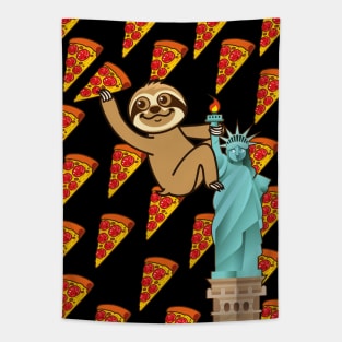 Sloth Pizza Rain NYC Tapestry