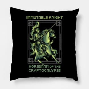 Immutable Knight - Horseman of the Cryptocalypse (black background) Pillow