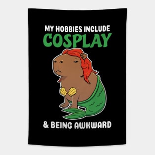 My hobbies include Cosplay and being awkward cartoon Capybara Mermaid Tapestry