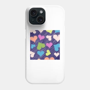 Scribble hearts pattern Phone Case