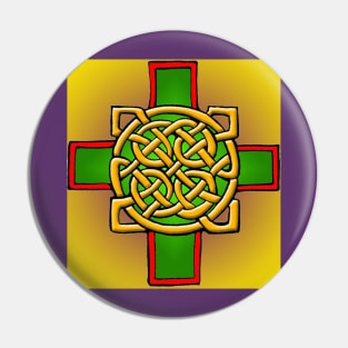 Gold and Green Celtic Cross Pin