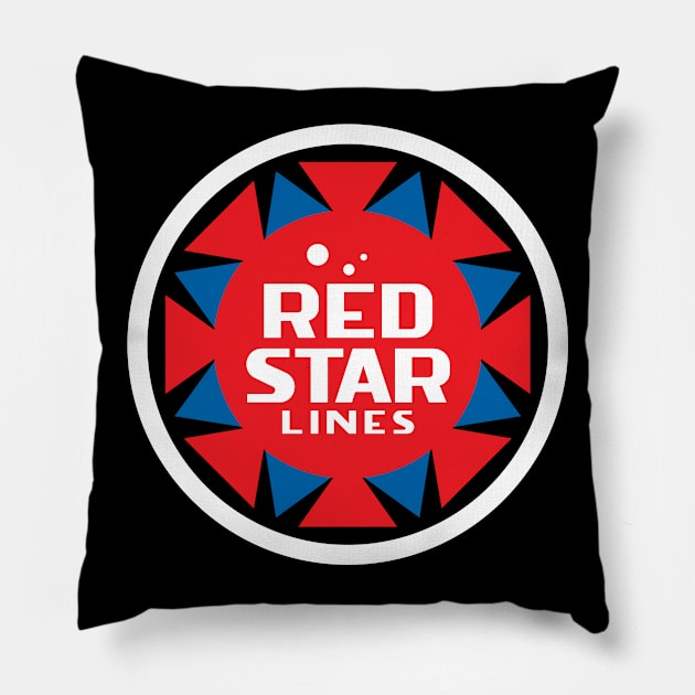 Red Star Lines Pillow by Ekliptik