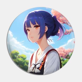 Anime Girl With Blue Hair 01 Pin