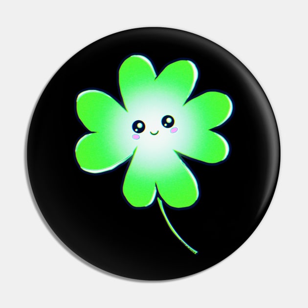 Green Happy Smiley Four Leaf Clover Pin by ROLLIE MC SCROLLIE