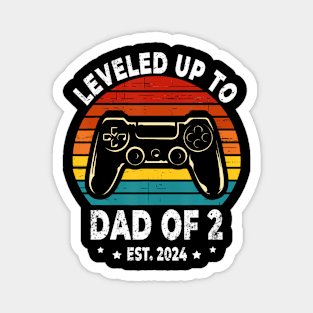 Leveled Up To Dad Of 2 Level Unlocked Daddy Again Father Day Magnet
