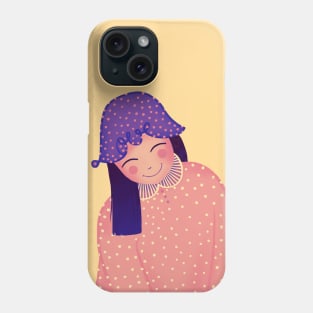 Happy girl with Love hat smiling, version 3 Phone Case