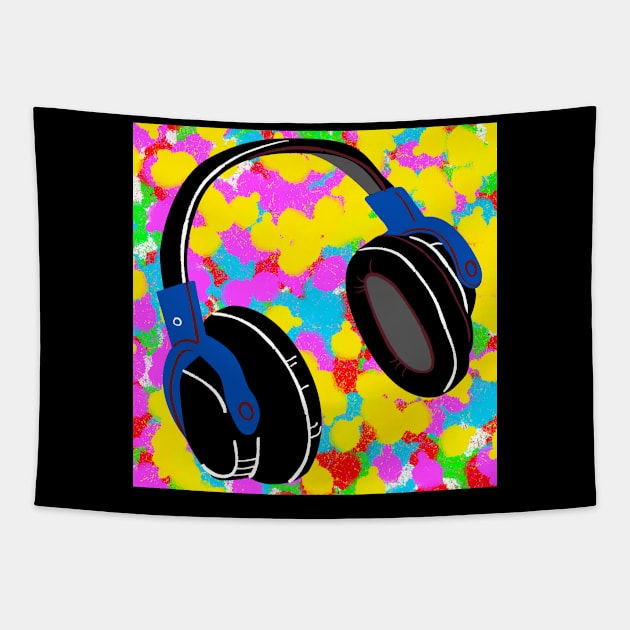 Headphones Tie Dye Tapestry by IBMClothing