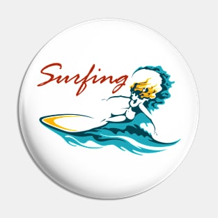 Surfing Club or Camp Emblem Pin