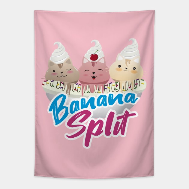 BANANA SPLIT SWEET CAT Tapestry by HarlinDesign