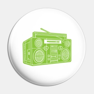 Boombox (White Lines + Yellow Green Drop Shadow) Analog / Music Pin