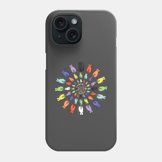 Many Circles of Rainbow Cats Phone Case by ellenhenryart