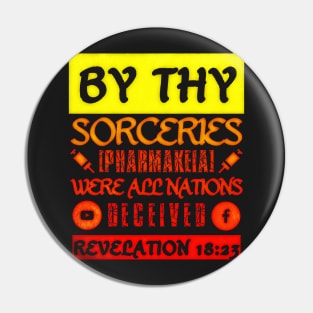 Revelation 18:23 By thy Sorceries Pharmakeia Vintage Sunset Pin